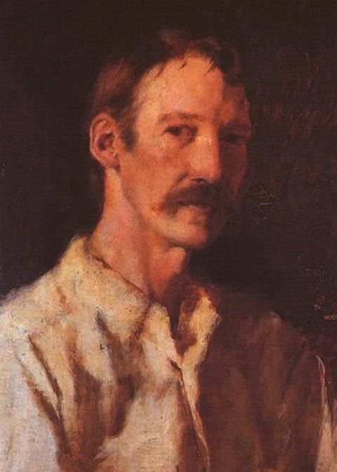Portrait in oils on canvas of Robert Louis Stevenson