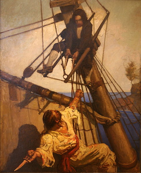 One More Step, Mr. Hands by N. C. Wyeth, 1911, for Treasure Island by Robert Louis Stevenson