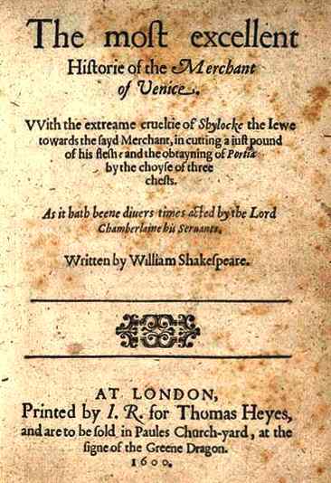 William Shakespeare's Merchant of Venice 1600