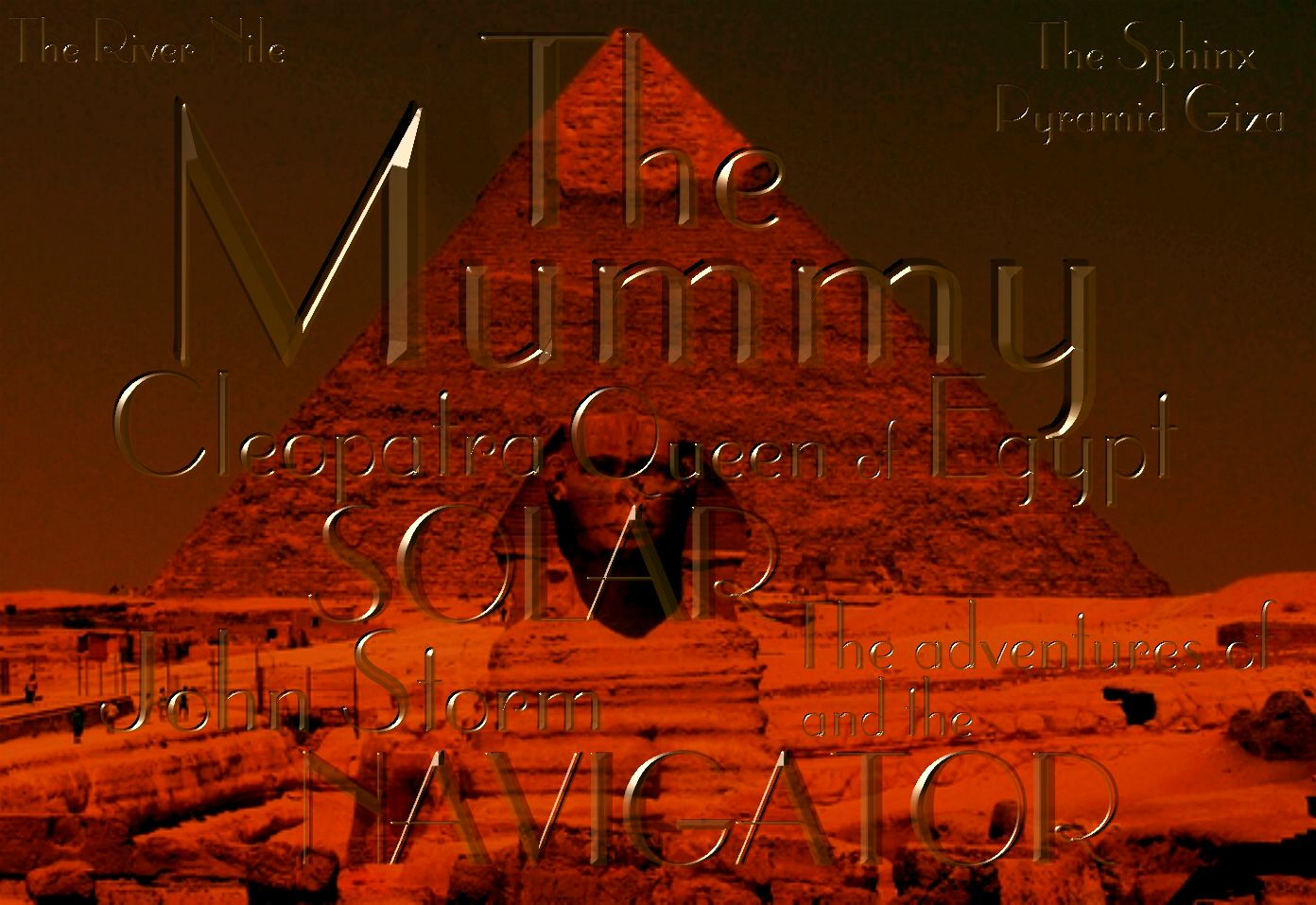 Film poster, The Pharoah Mummy, Cleopatra queen of Egypt, John Storm adventure by Jameson Hunter