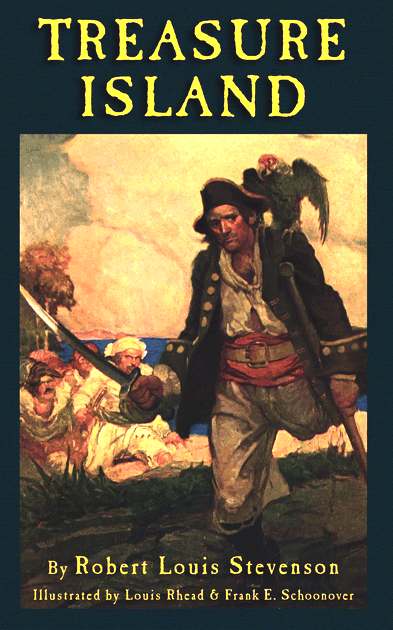 Treasure Island book cover illustration by Louis Rhead and Frank Schoonover
