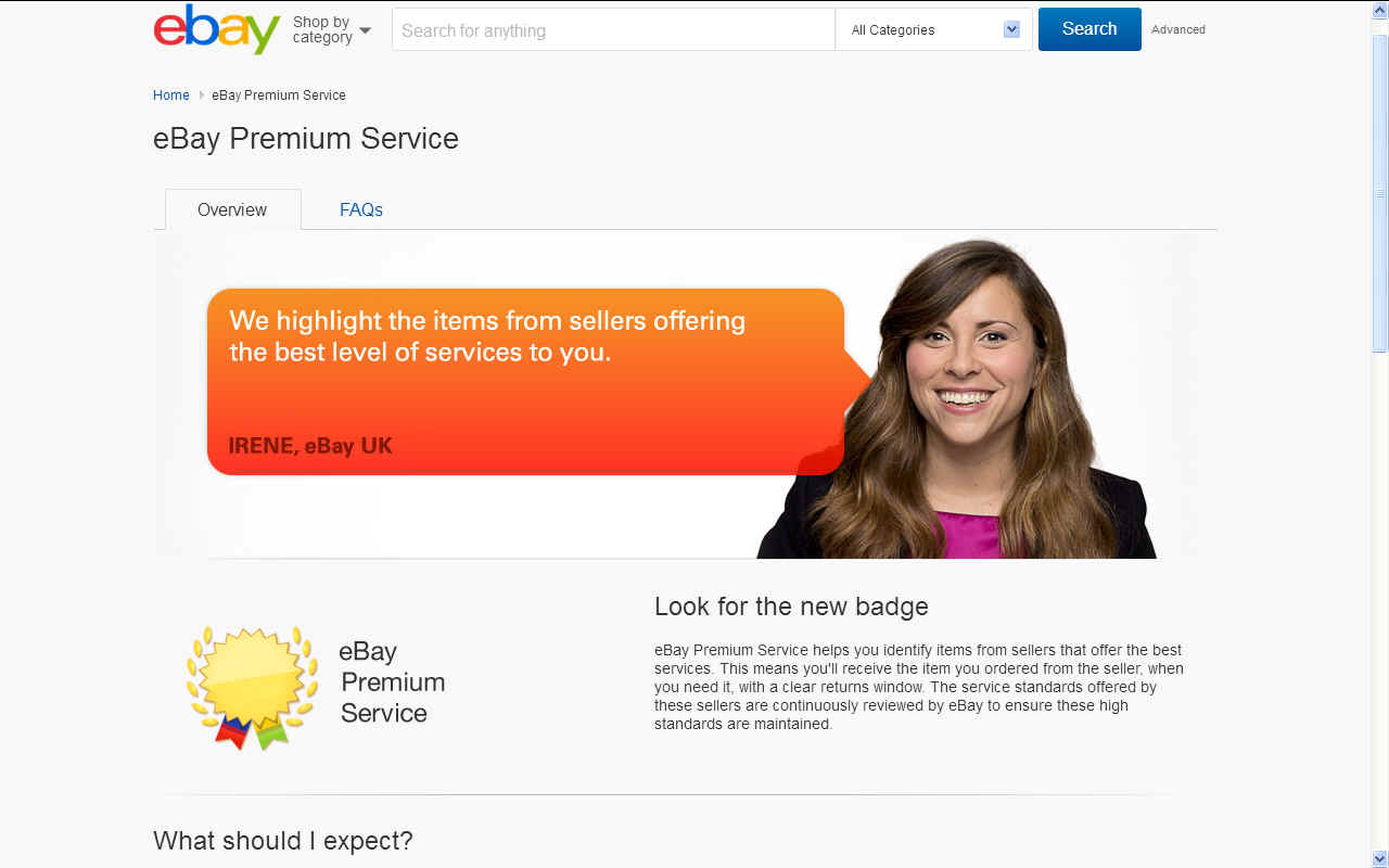 Ebay premium services gold star award to top internet sales performers