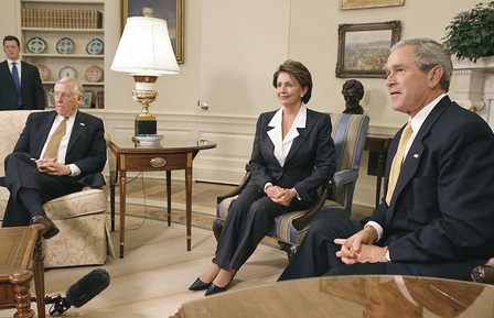 George Bush and Nacy Pelosi Novermber 2006 WHite House