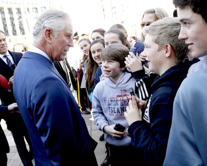 The future king of England speaks to children on the streets of Washington DC