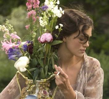 Keira Knightley in Atonement as Cecilia Tallis, flowers