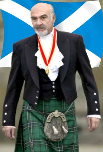 Sir Sean Connery dressed in a Scottish kilt