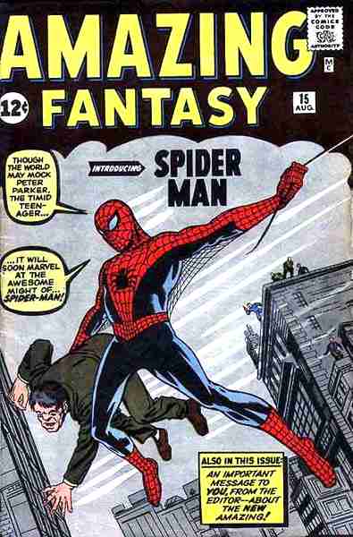 Amazing_Fantasy_Marvel_comic_Spiderman_15_August_1962_cover_art_Jack_Kirby_and_Steve_Ditko