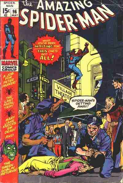 The Amazing Spider-Man issue 96 (May 1971), the first of three non-Comics Code issues mentioning drugs, Marvel