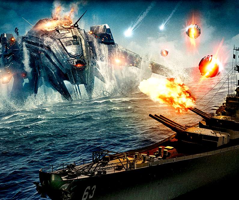USS Missouri battles with an alien warship