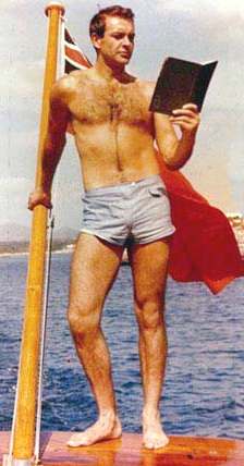 Sean Connery as James Bond on a Riva speedboat