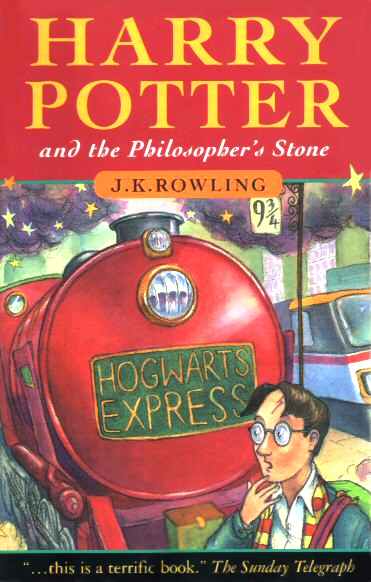 Harry Potter and the Philosopher's Stone book cover by J K Rowling