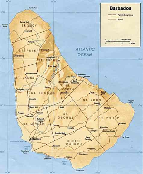 Barbados map of the island
