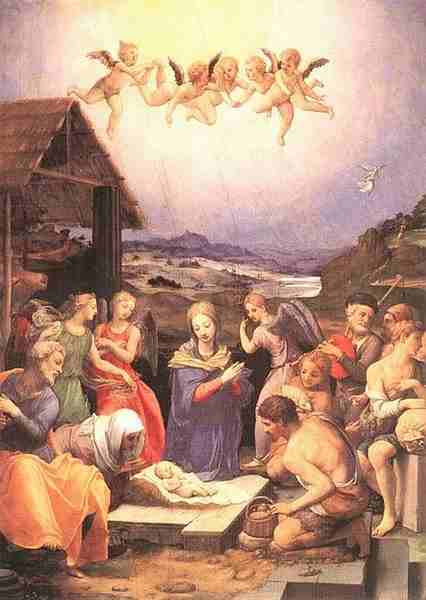 The birth of Christ, born in a manger, Mary and Joseph