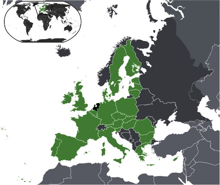 Map of the World showing European Community countries