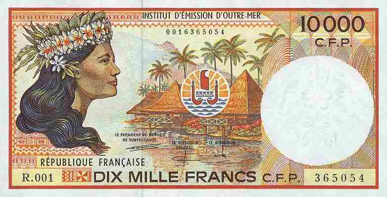 French Pacific Franc, dix mille francs