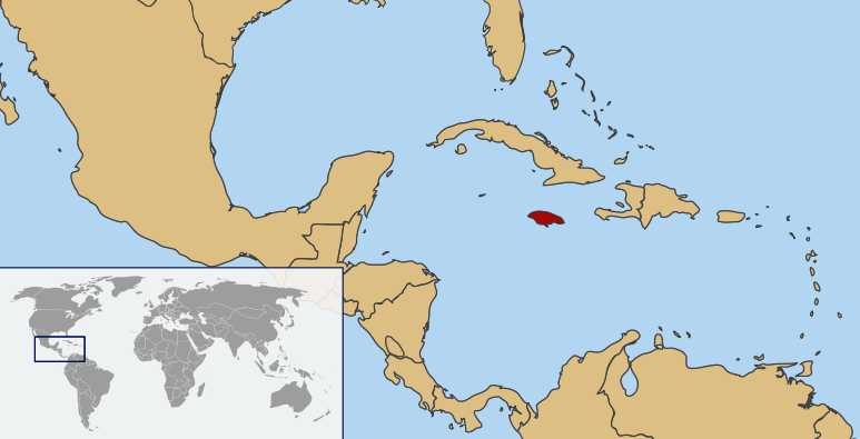 Jamaica (in red) World location map