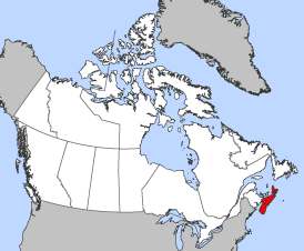 Map of Canada - Nova Scotia shown in red