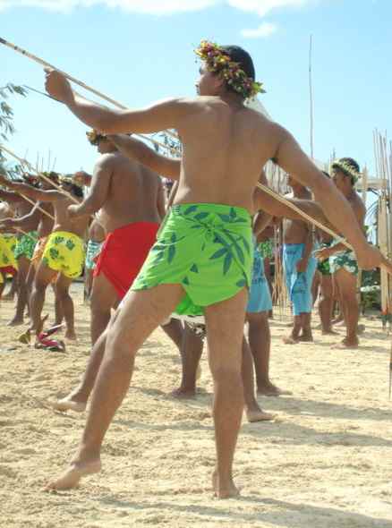 Javelin throwing at the Heiva annual cultural festival in Papeete, French Polynesia, Tahiti