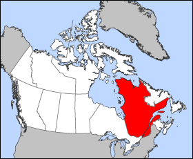 Map of Canada - Quebec province in Red
