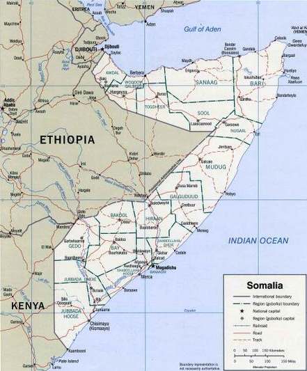 Somalia hord of Africa map