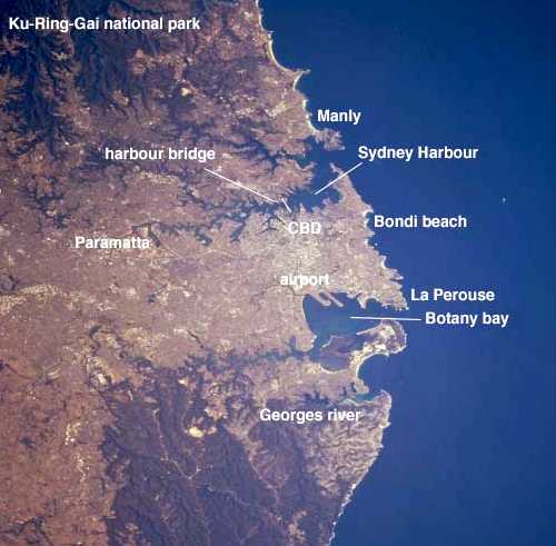 Sydney seen from space NASA photograph