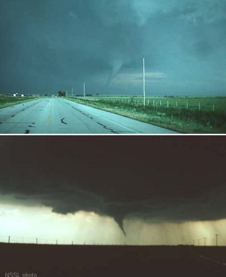 Two photographs of the Waurika, Oklahoma tornado of May 30, 1976