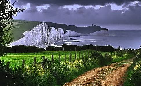 The Seven Sister cliffs along the Sussex coast overcast superb