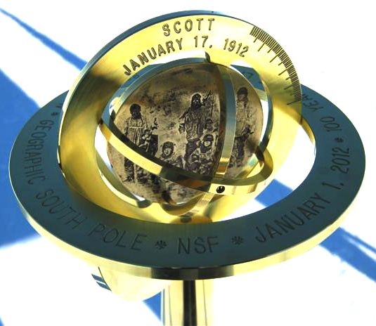 Antarctic sundial, South Pole, Scott and Amundsen tribute, photo Katie Hess