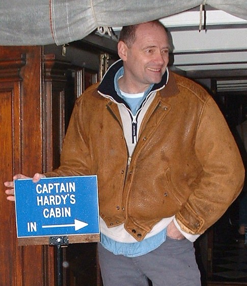 Nelson Kruschandl onboard HMS Victory Captain Hardy's cabin
