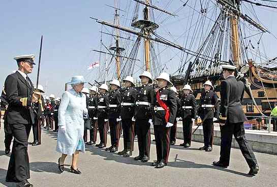 The Queen inspects HMS Victory at Portsmouth