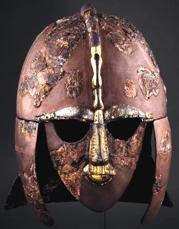Viking ship bronze burial helmet