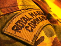 The Commando Flash, sewn to the upper sleeve of a DPM shirt.