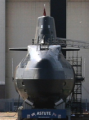 HMS Astute frontal area BAE systems, Royal Navy nuclear submarine