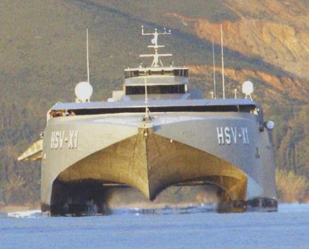 Large experimental high-speed military stealth catamaran
