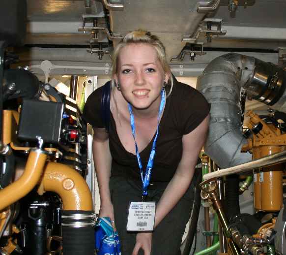 Christina below deck on a Police fast patrol launch Seawork 2007