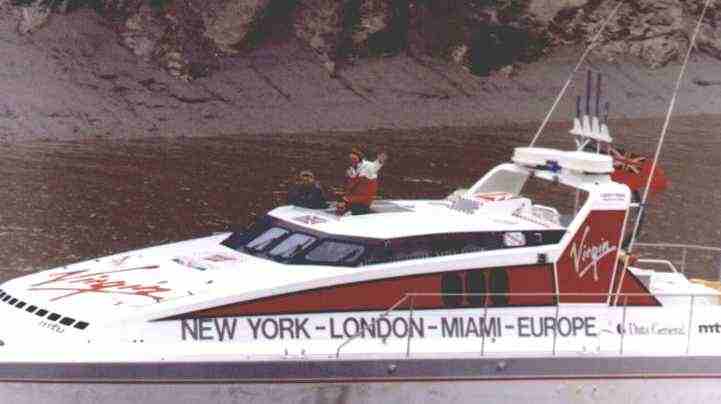 Richard Branson onbard the Virgin Atlantic Challenger II in 1986