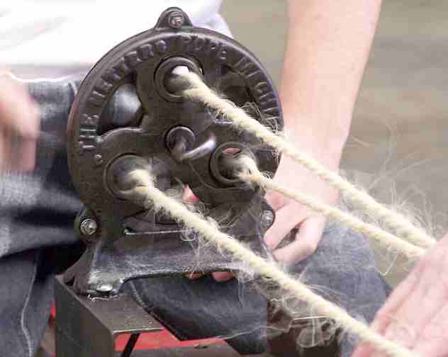 Rope making using the twisted rope method on a 1928 Metters Rope Making Machine