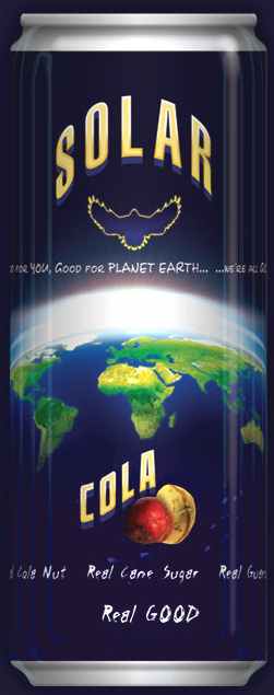 Blue Planet earth Solar Cola soft drink can design