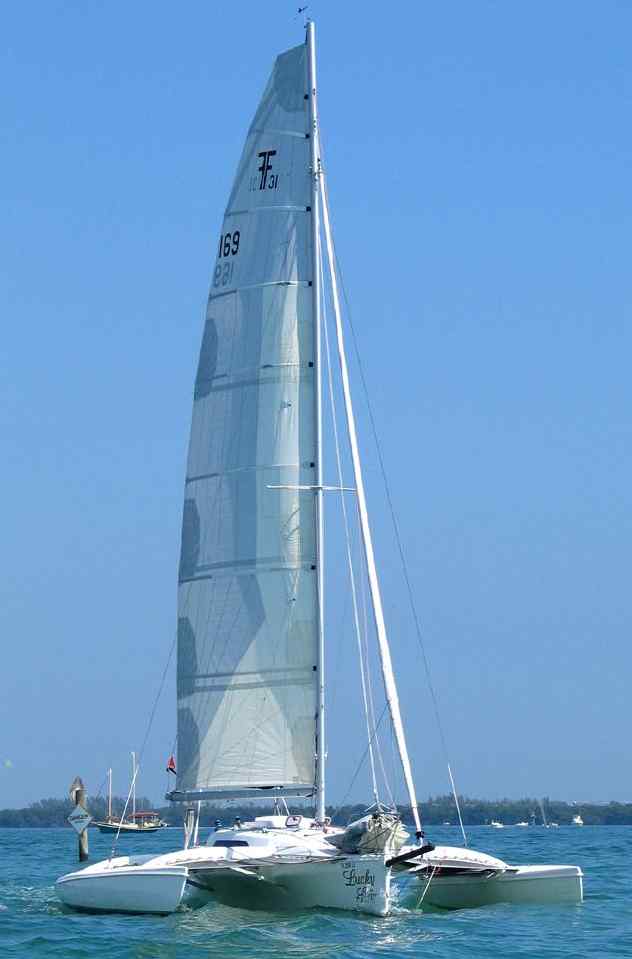 Tall sails trimaran small cruising craft
