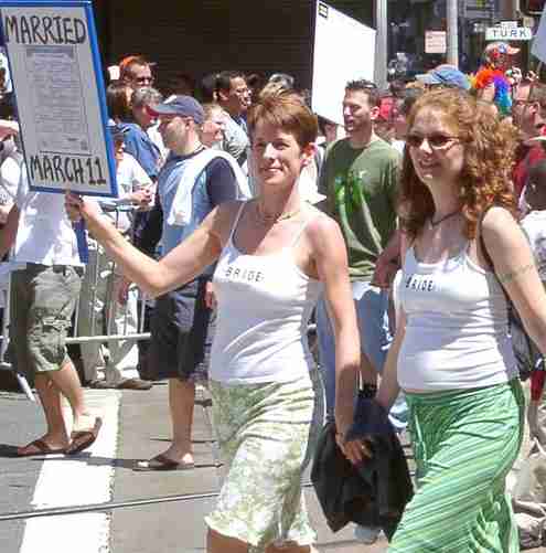 Lesbian married couple demonstration march