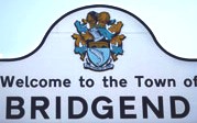 Bridgend, Wales, town welcome sign