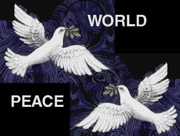 Peace for the World doves and olive branches