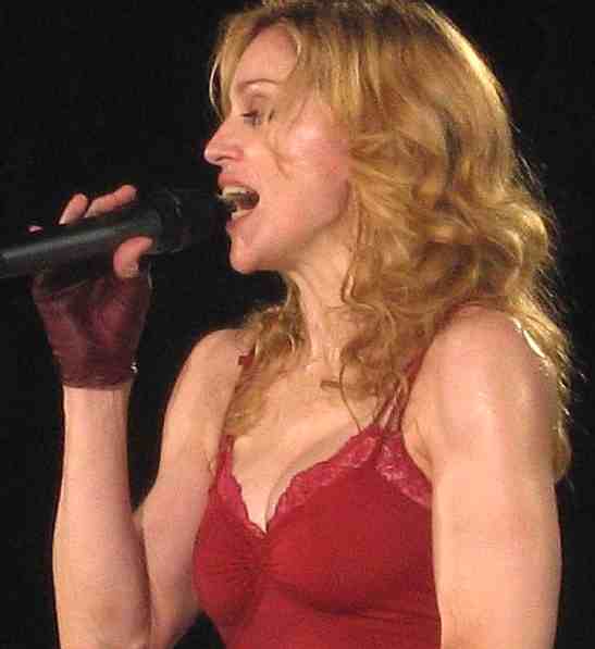 Madonna singing at Wembley, England