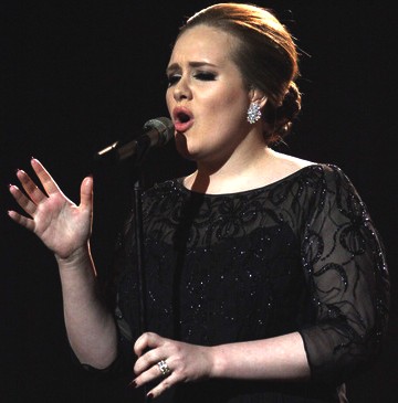 Adele in black dress with sequins