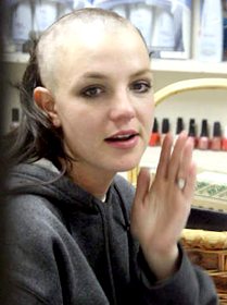Britney Spears sporting a shaved head bald look