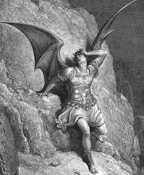 The Devil is cast from heaven Gustave Dor's depiction of Satan  from John Milton's Paradise Lost