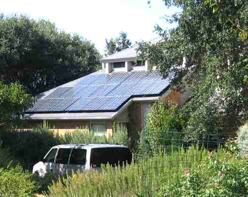A house with solar roof panels installed