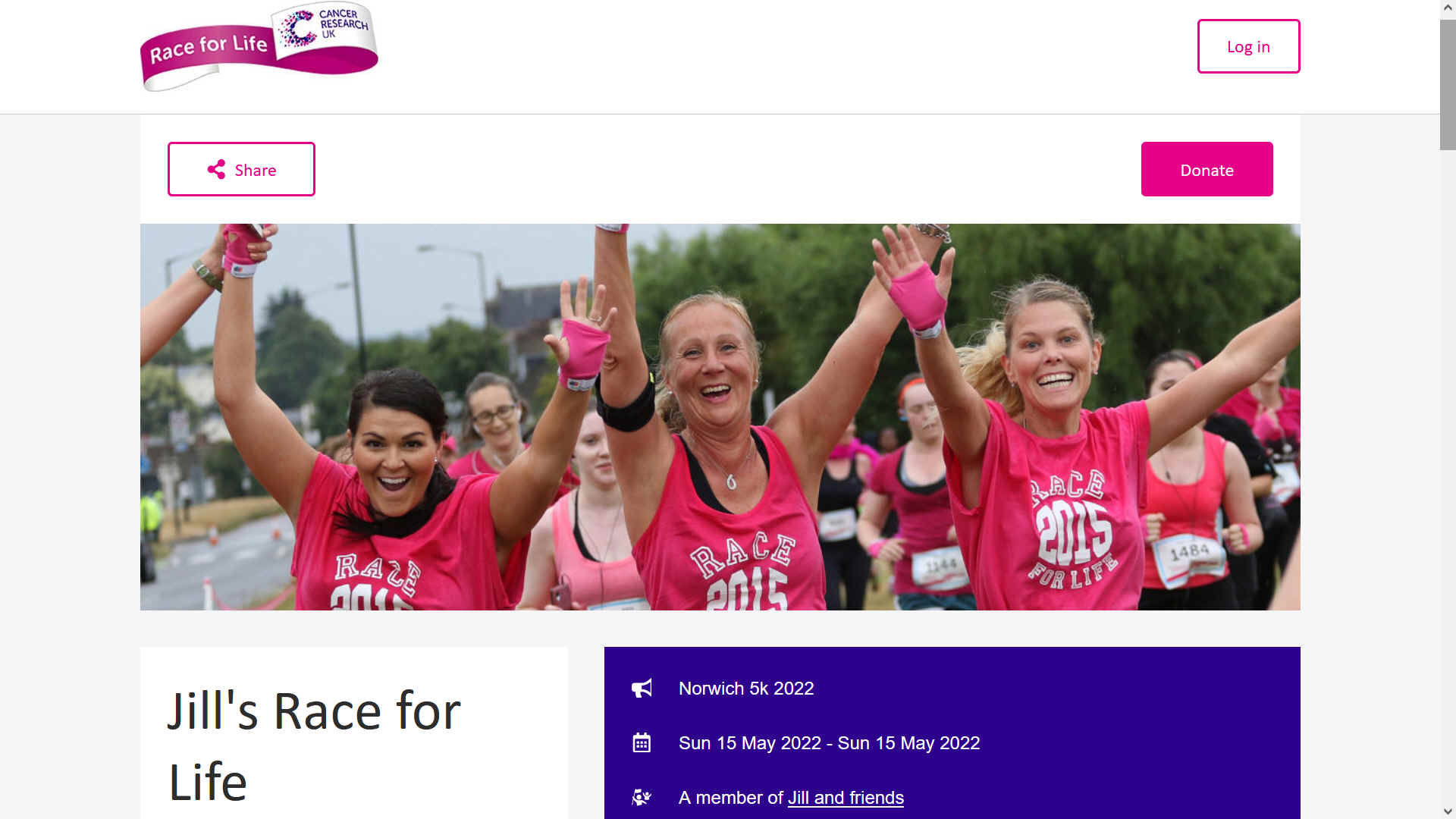 Jill Finn and friends, Race For Life, Cancer Research UK May 2022