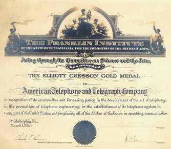 American Telephone and Telegraph Company certificate