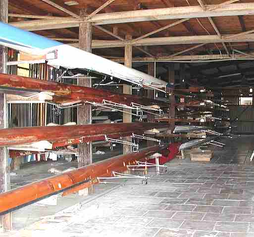 Rowing boats in a Boat House in Israel